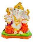 Beautiful n Colorful Fiber Medium Ganesh Statue - 8" # 64